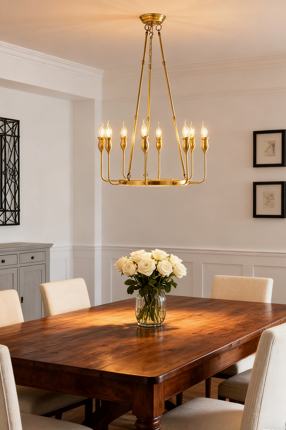 Golden Ring Candle-Arm Chandelier - view 2 | vexalamps