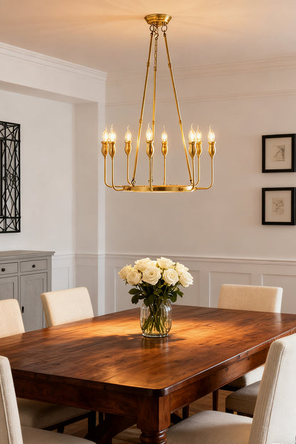 Golden Ring Candle-Arm Chandelier - view 2 | vexalamps