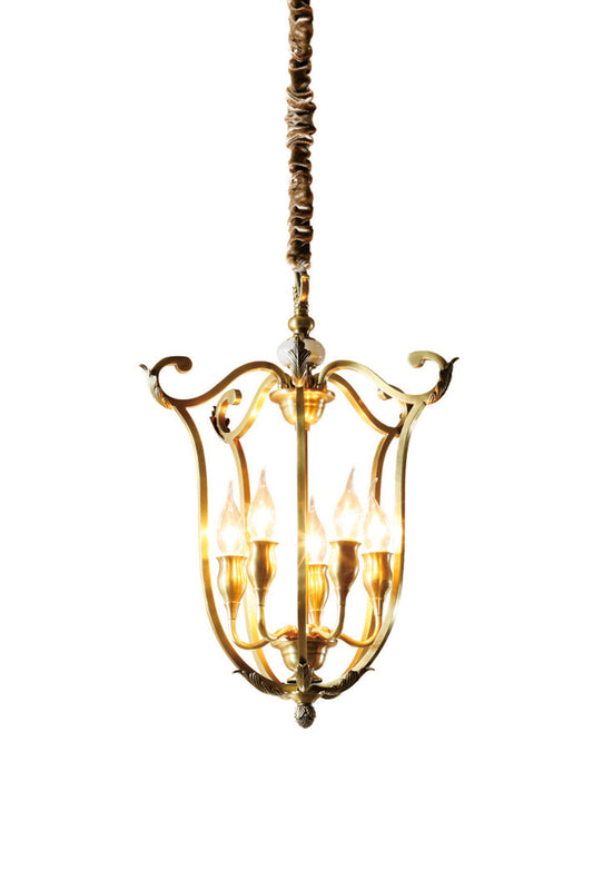Golden Scroll-Lantern Chandelier | vexalamps