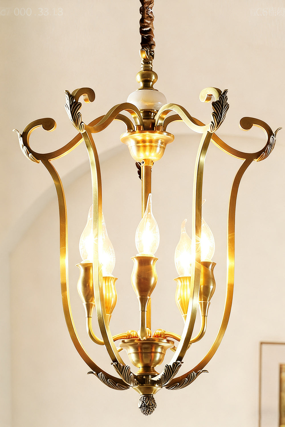 Golden Scroll-Lantern Chandelier - view 10 | vexalamps