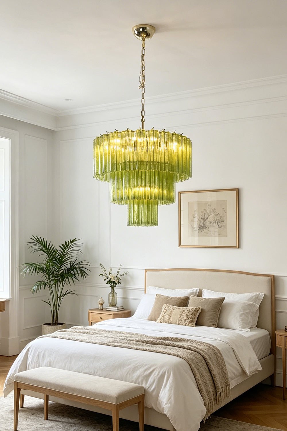 Green Glacier Tier Chandelier for Bedroom | vexa lamps
