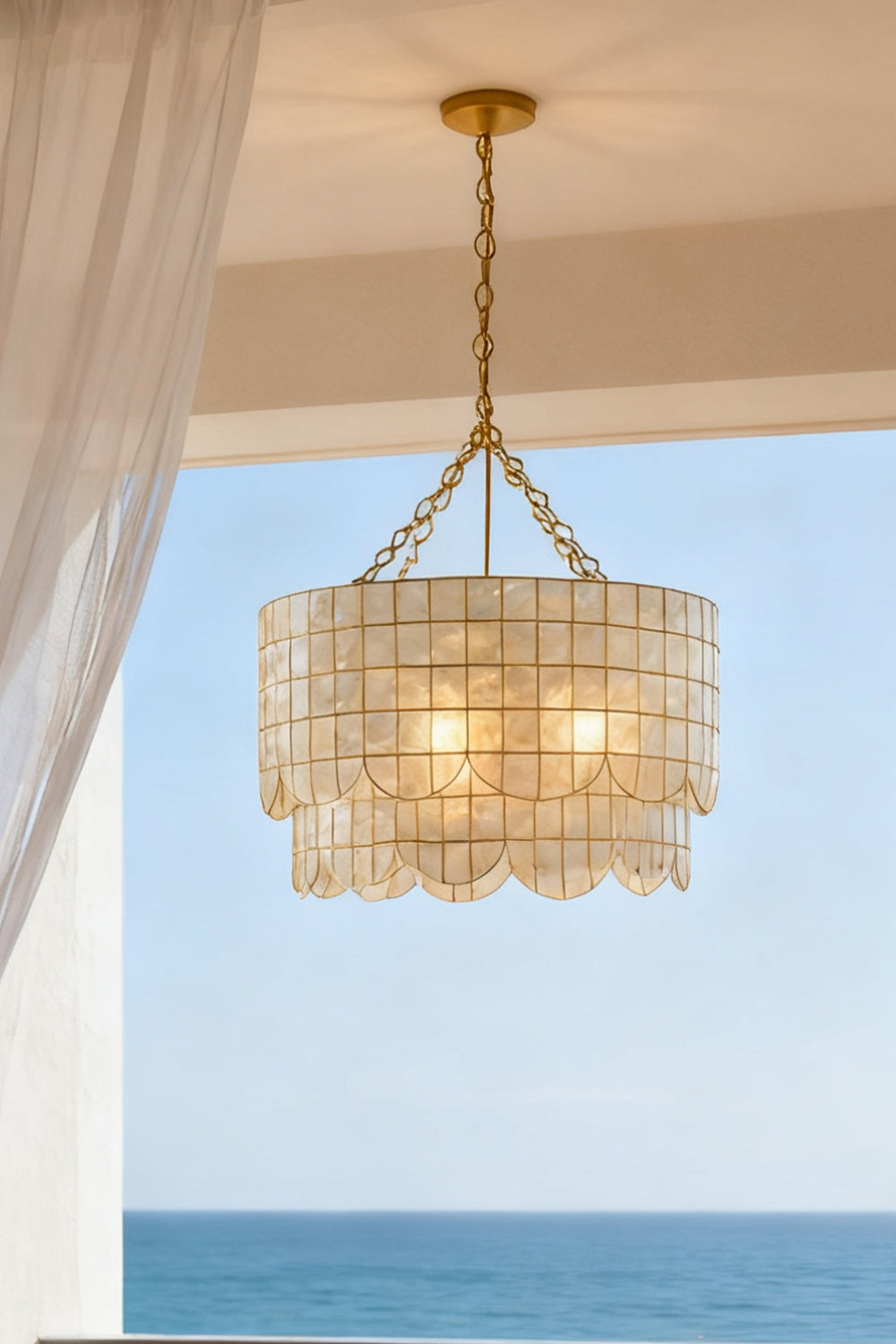Hailee Capiz Chandelier - view 3 | vexalamps