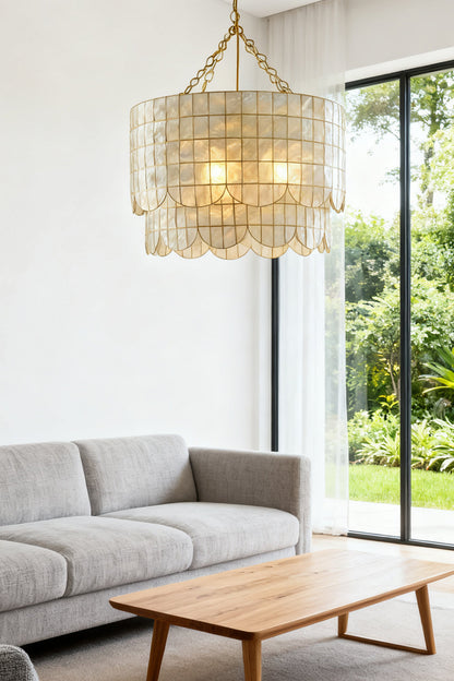 Hailee Capiz Chandelier - view 10 | vexalamps