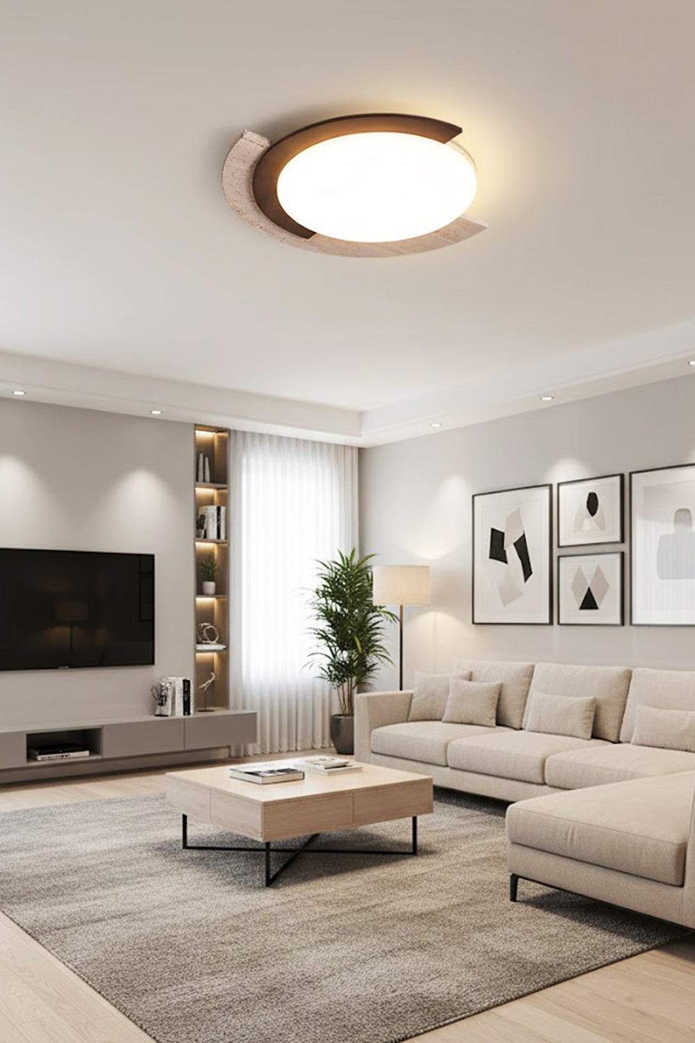 Halo Travertine Ceiling Light - view 8 | vexalamps