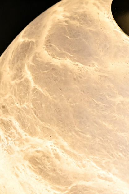 Imperial Epoch Alabaster Pendant Lamp | Metal, Alabaster | Extreme close-up of natural alabaster texture with organic veining and warm glow | vexa lamps