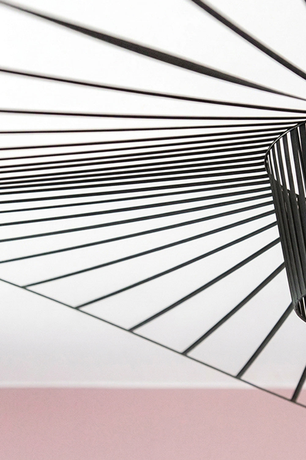 Detailed view of curved lamp ribs | Metal | Polyurethane elastic cloth | Glass fiber | Close-up of the thin shade edge and frame structure | vexa lamps
