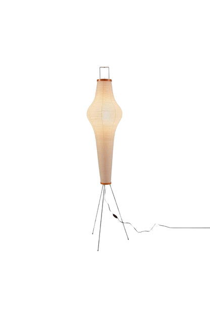 Isolde Ribbed Paper Column Floor Lamp showcasing a tall, sculptural design with soft mulberry paper and metal frame.
