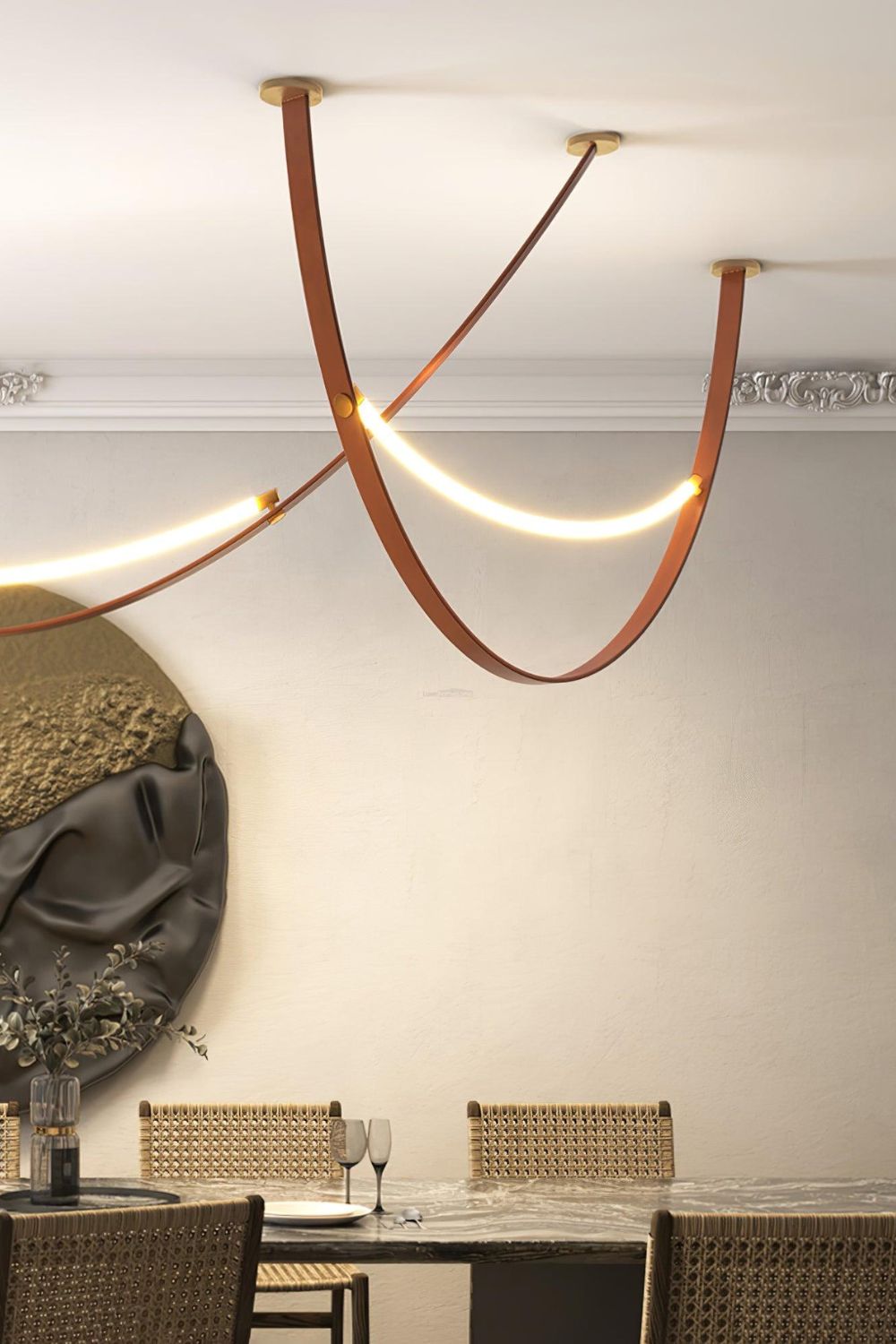 Leather Arc Loop Pendant Light - view 5 | vexalamps