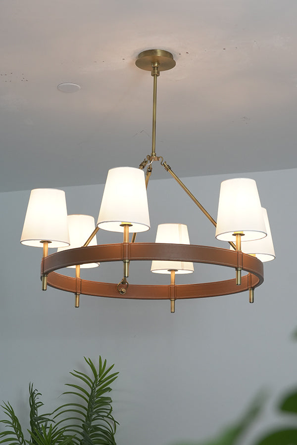 Leather Halo Ring Chandelier - view 17 | vexalamps