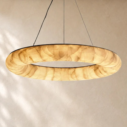 Livage Lisse Round Chandelier with Alabaster Shade - Gold / 32’’
