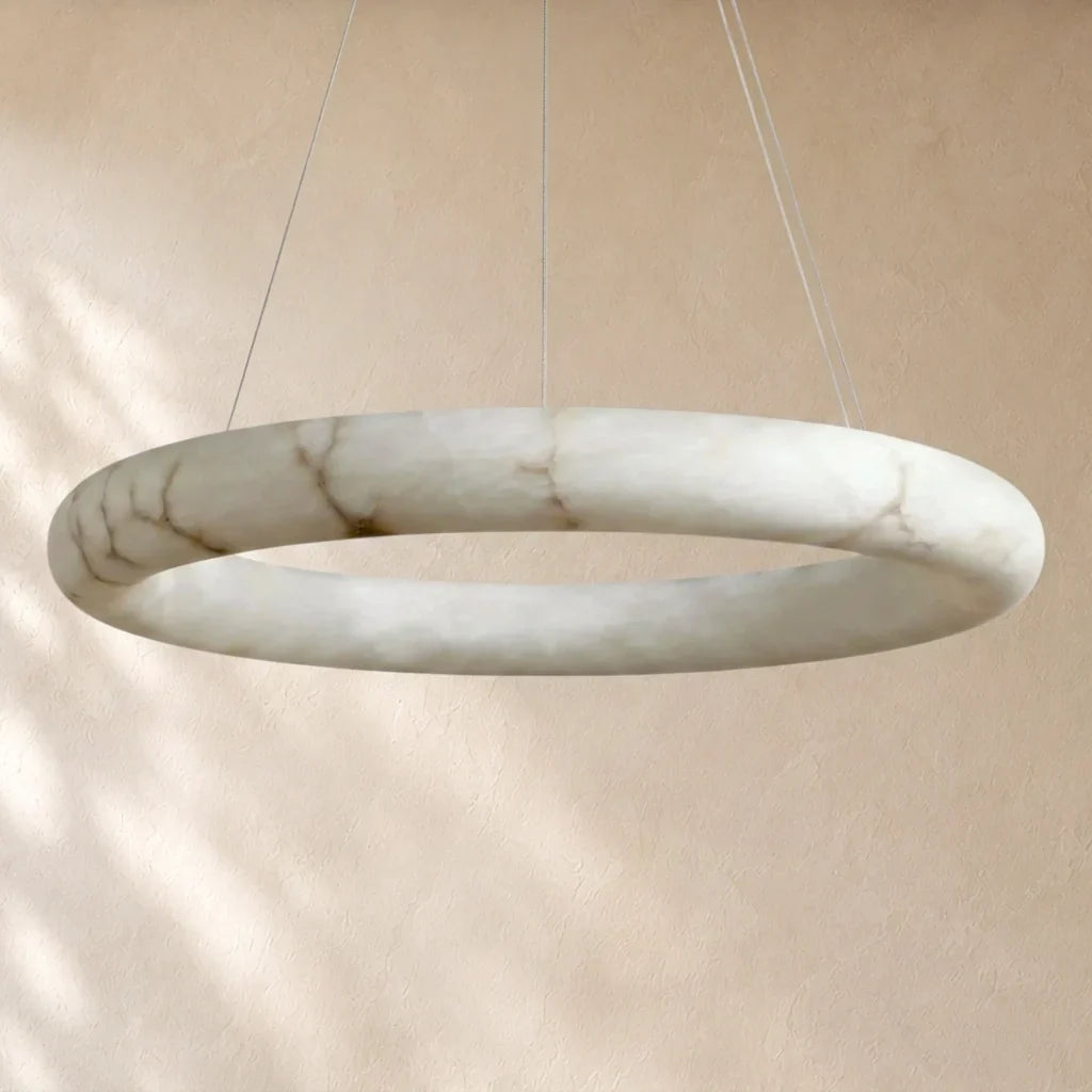 Livage Lisse Round Chandelier with Alabaster Shade