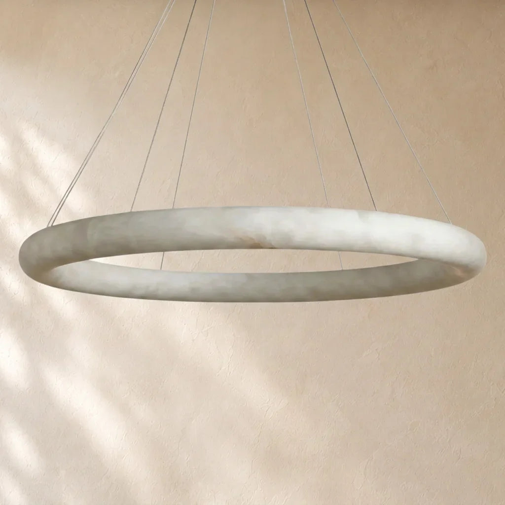 Livage Lisse Round Chandelier with Alabaster Shade