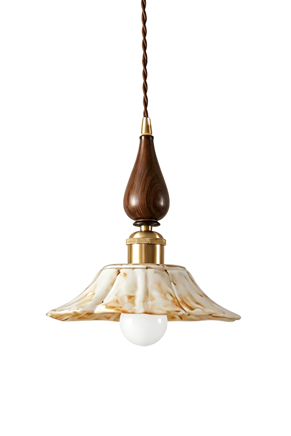 Lotus Ceramic Wood  Pendant Light Samu  Lamp