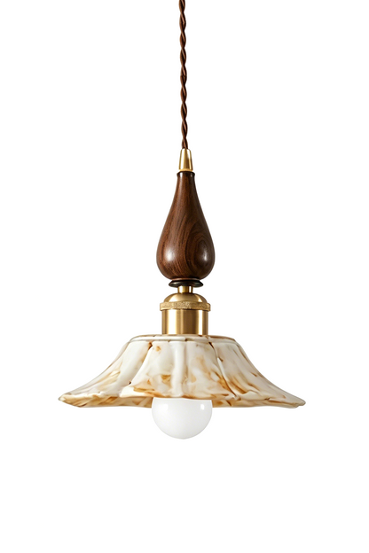 Lotus Ceramic Wood  Pendant Light Samu  Lamp