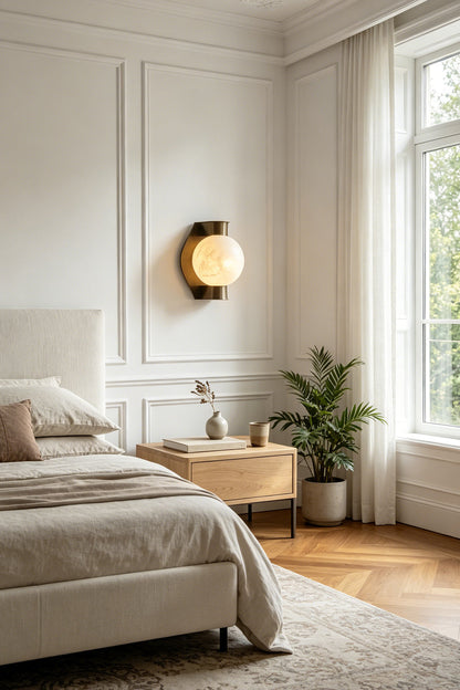 Lunar Alabaster Wall Sconce for Bedroom | Samu  Lamp