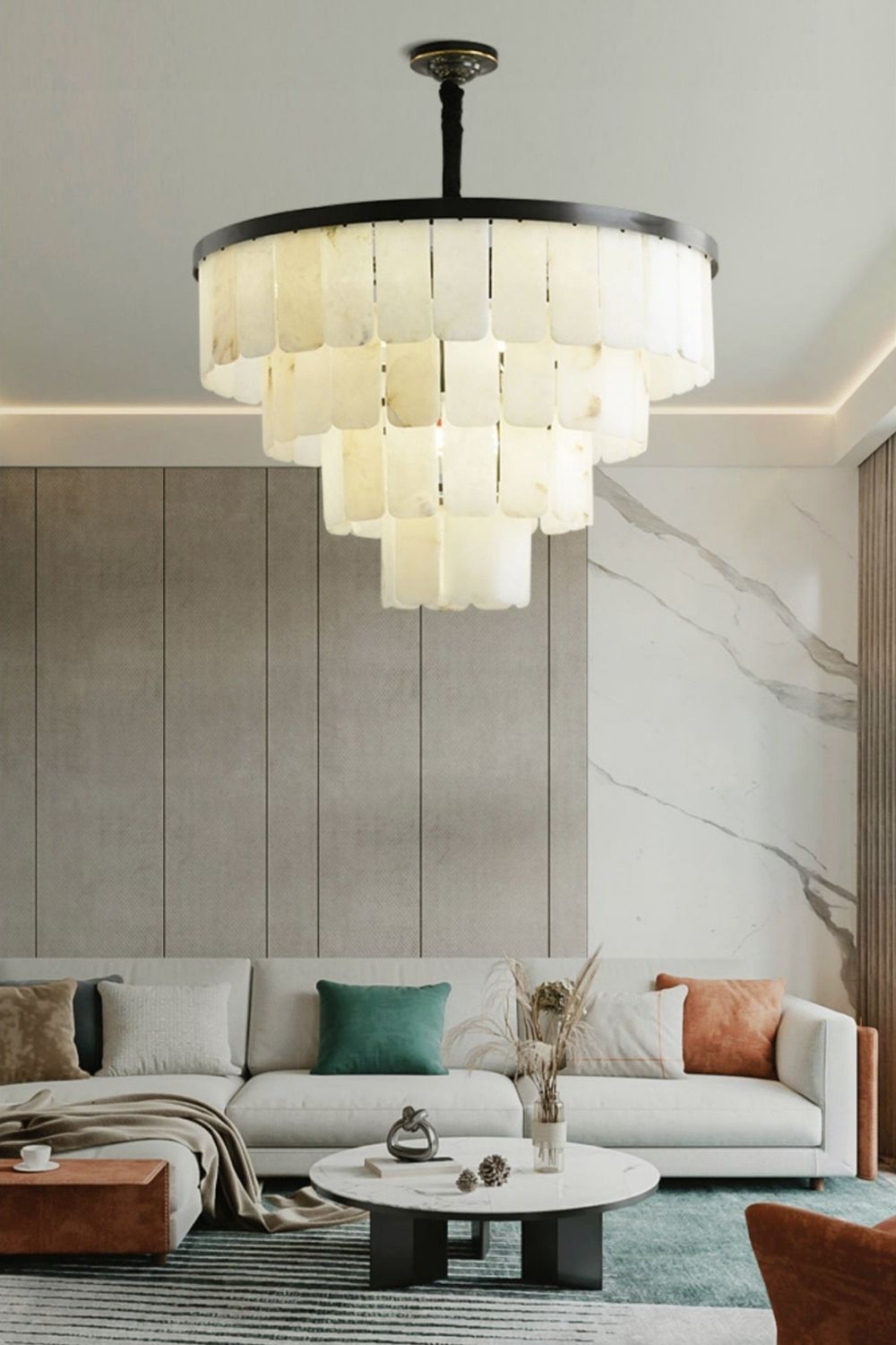 Luxurious Cascading Snow Plaster Chandelier - view 5 | vexalamps