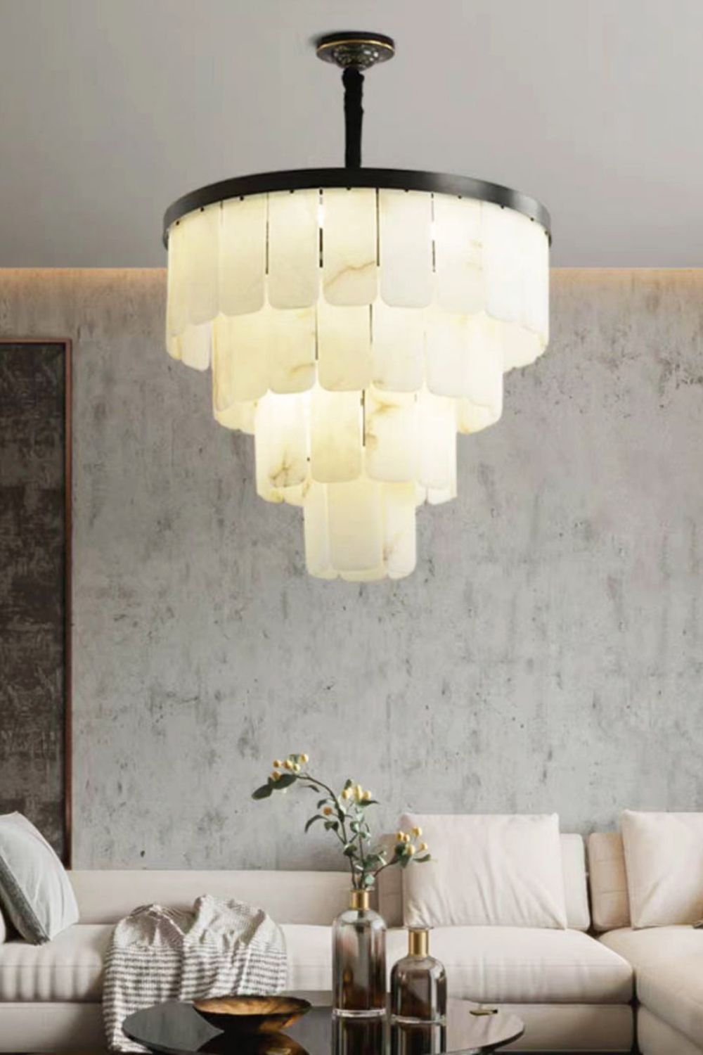 Luxurious Cascading Snow Plaster Chandelier - view 11 | vexalamps
