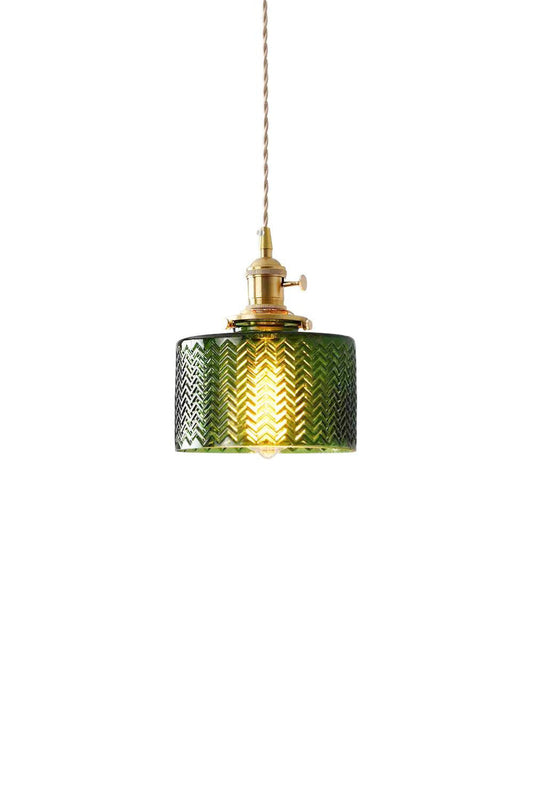 Matilda Emerald Patterned Glass Pendant Light | vexalamps