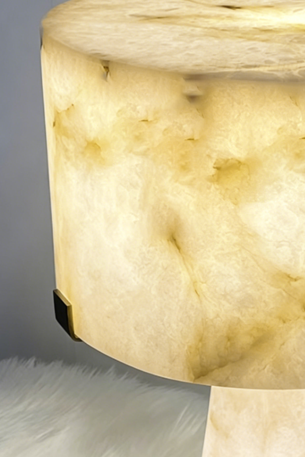 Floor Lamp Detail | Alabaster | Macro shot of translucent stone veining and warm glow | vexa lamps