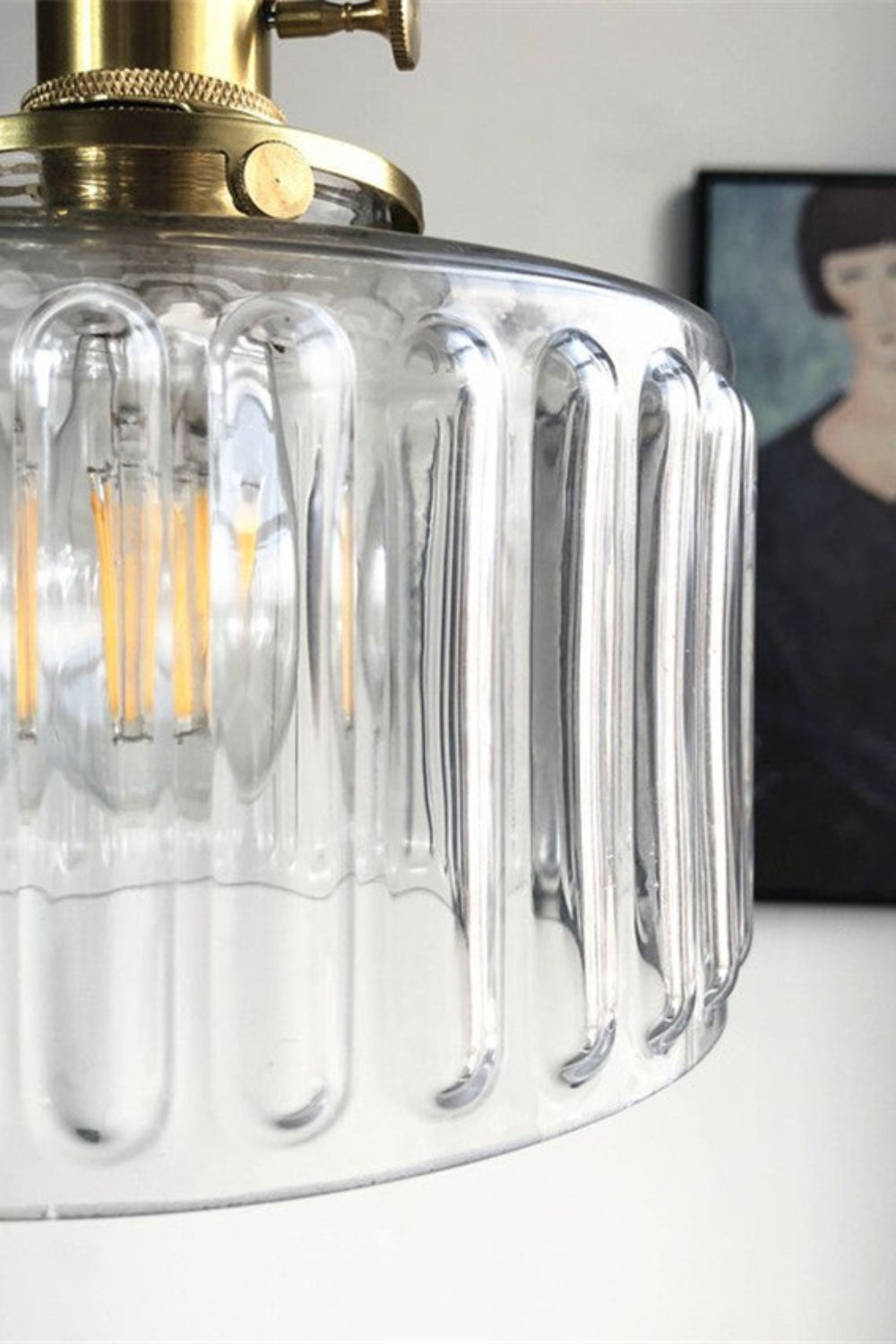Mid-Century Grooved Glass Pendant Lamp - view 9 | vexalamps