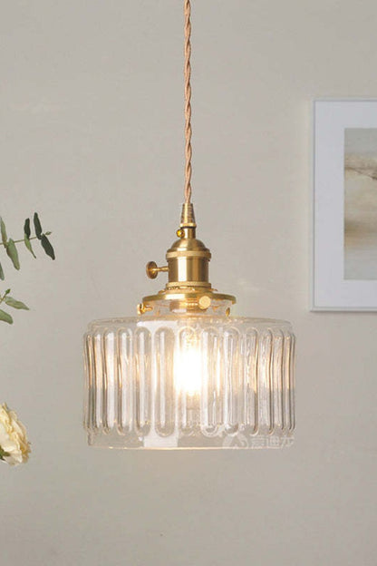 Mid-Century Grooved Glass Pendant Lamp - view 5 | vexalamps