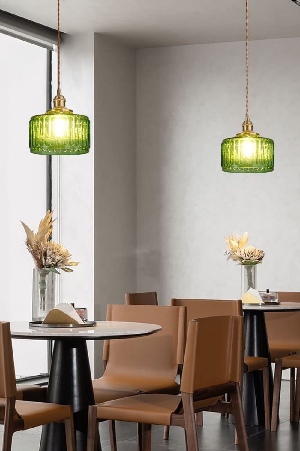 Mid-Century Grooved Glass Pendant Lamp - view 7 | vexalamps