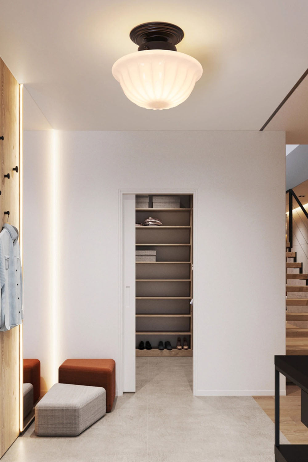 Milk Glass Ceiling Light - view 4 | vexalamps