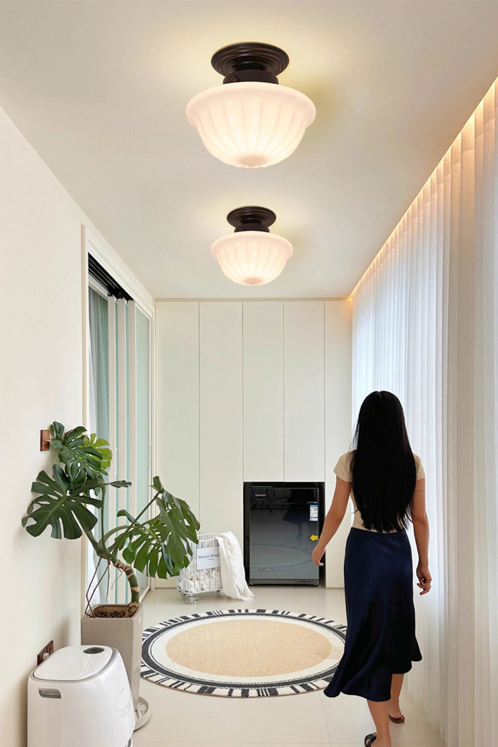 Milk Glass Ceiling Light - view 3 | vexalamps