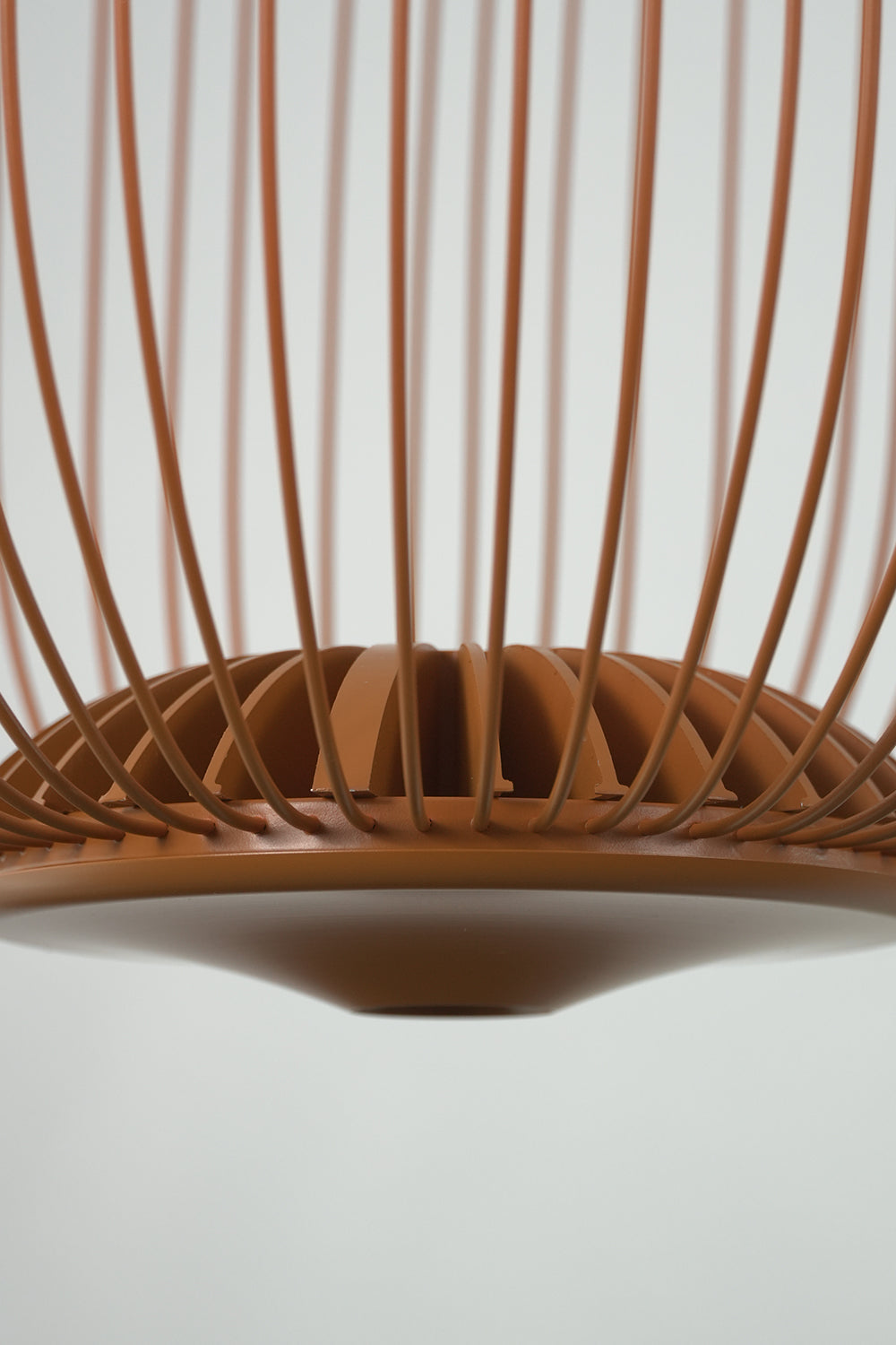 Bottom edge detail of copper wire cage lamp | Aluminum | Close-up showing the curved wire construction | vexa lamps