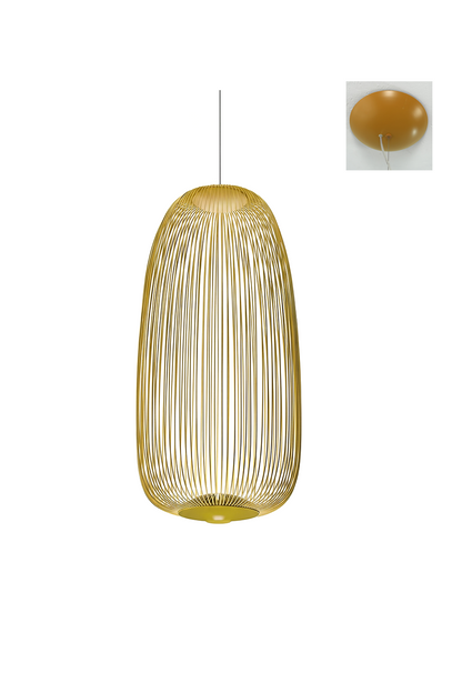 minimalist elliptical wire cage pendant light | Aluminum | Front view isolated on white background | vexa lamps