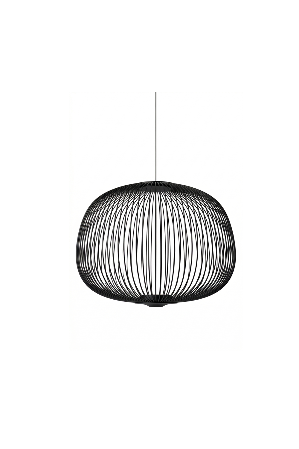 minimalist elliptical wire cage pendant light | Aluminum | Front view isolated on white background | vexa lamps