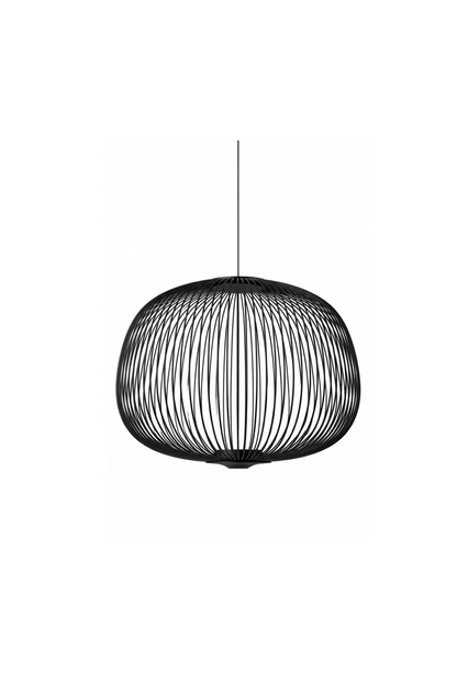 minimalist elliptical wire cage pendant light | Aluminum | Front view isolated on white background | vexa lamps