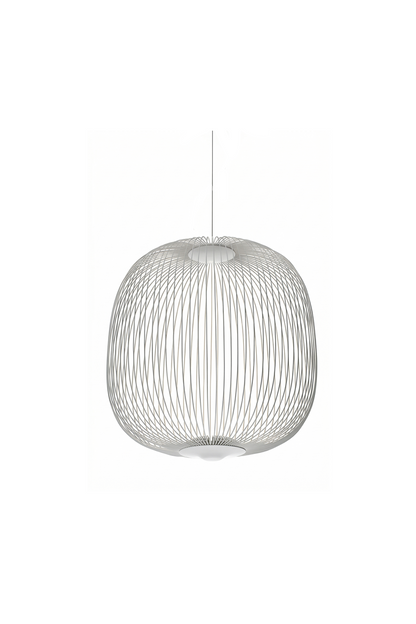 minimalist elliptical wire cage pendant light | Aluminum | Front view isolated on white background | vexa lamps