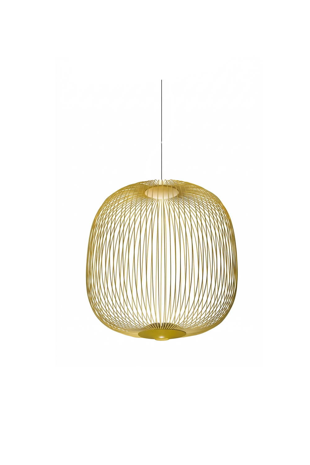 minimalist elliptical wire cage pendant light | Aluminum | Front view isolated on white background | vexa lamps