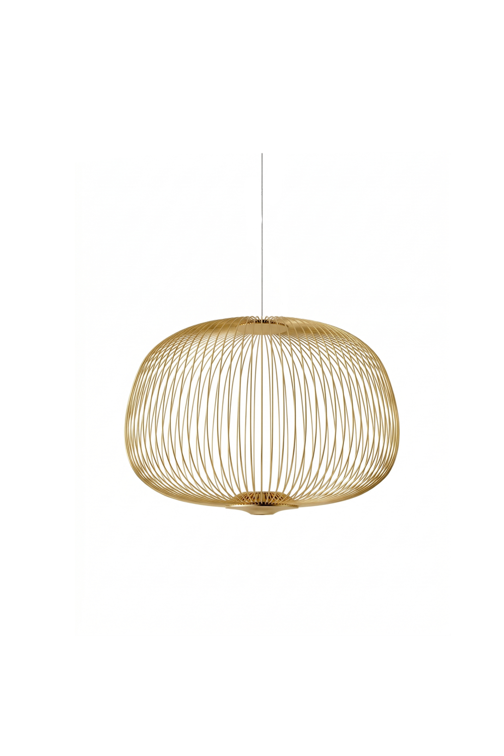 minimalist elliptical wire cage pendant light | Aluminum | Front view isolated on white background | vexa lamps