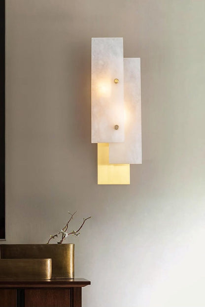Modern Alabaster Rectangle Wall Lamp - view 2 | vexalamps