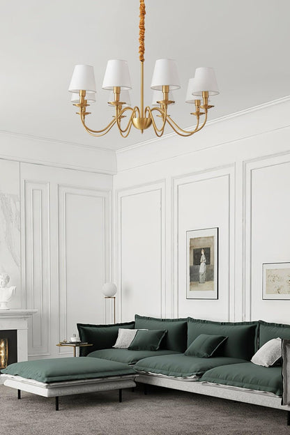Modern Brass Fabric Chandelier - view 7 | vexalamps