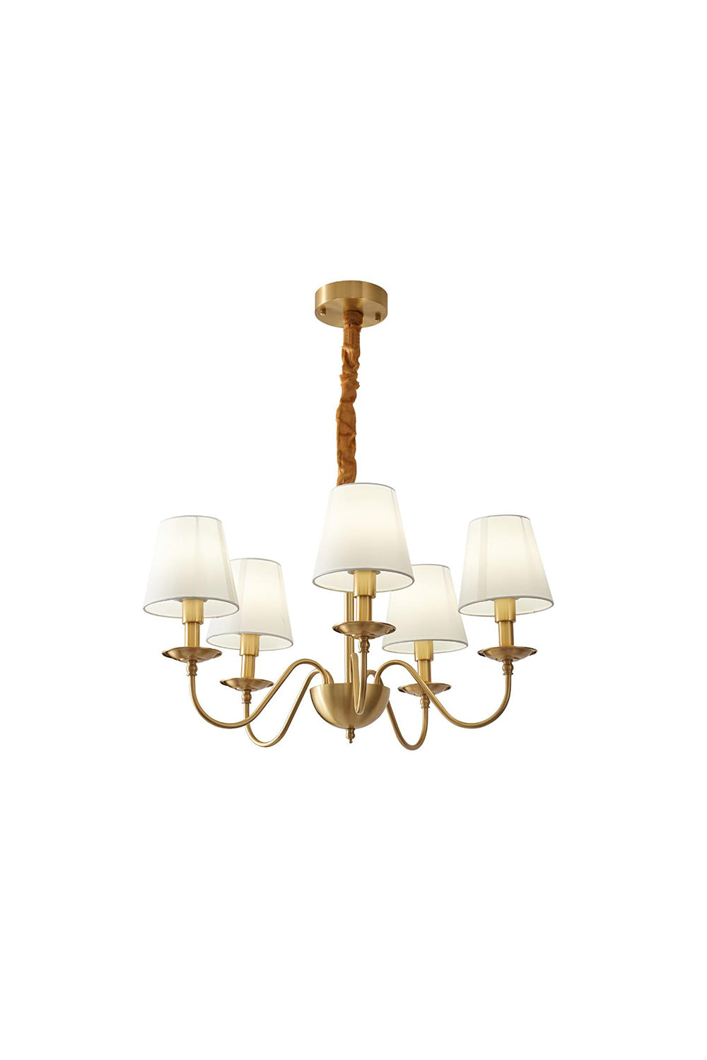 Modern Brass Fabric Chandelier - view 13 | vexalamps