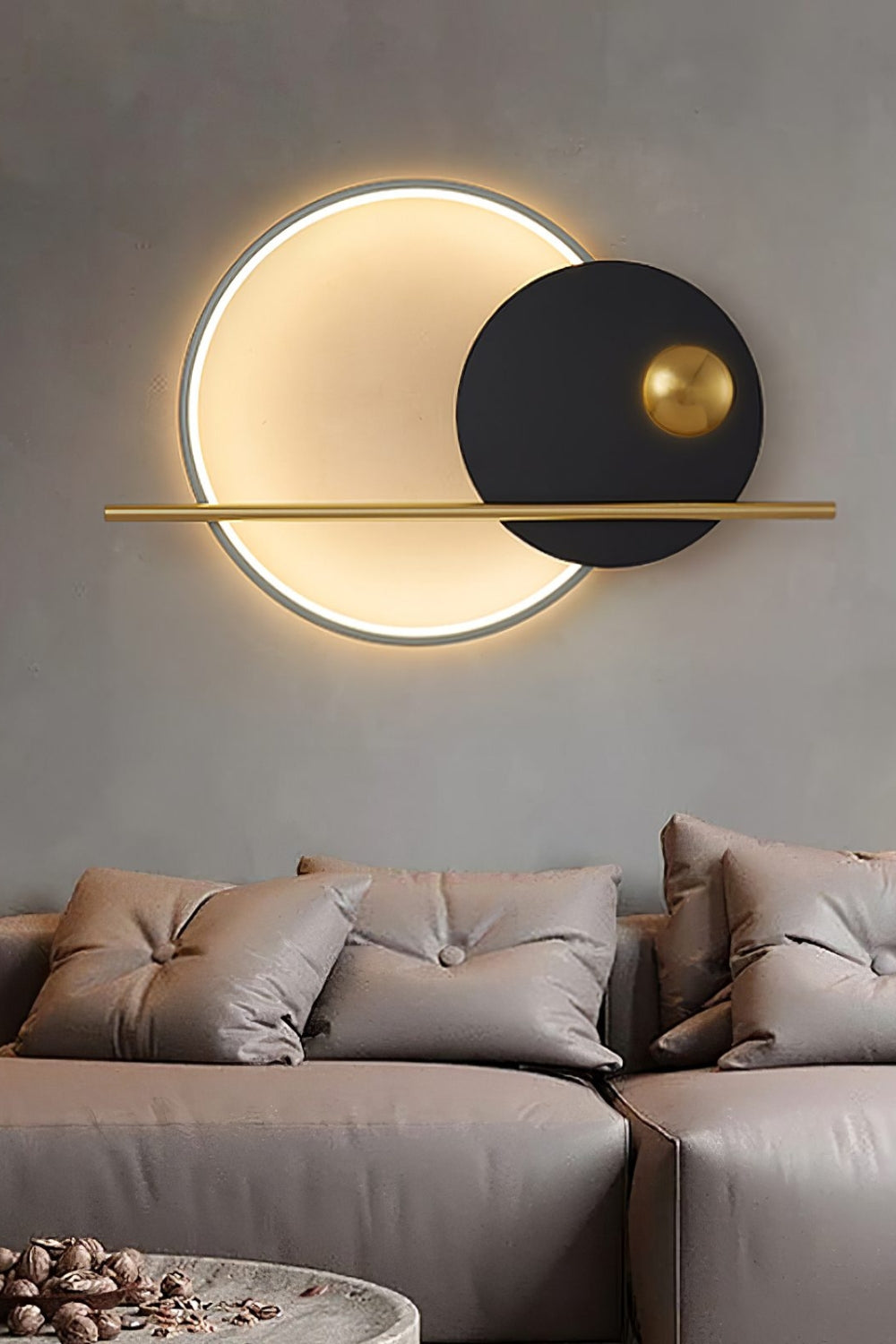 Modern Linear Double Circle Wall Light - view 8 | vexalamps