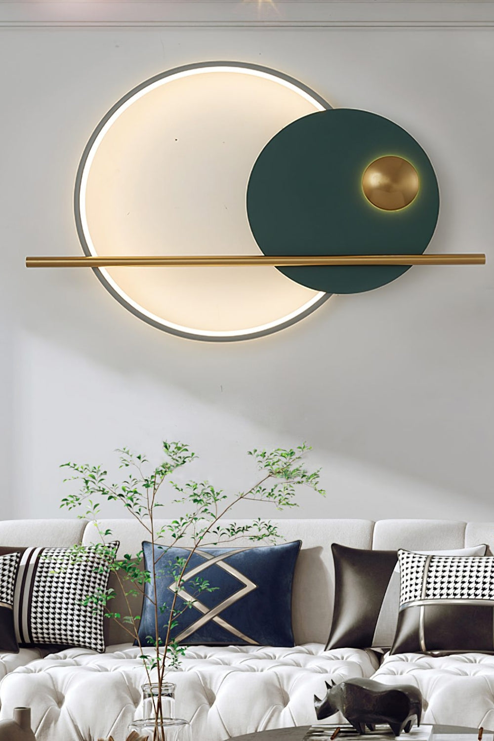 Modern Linear Double Circle Wall Light - view 9 | vexalamps