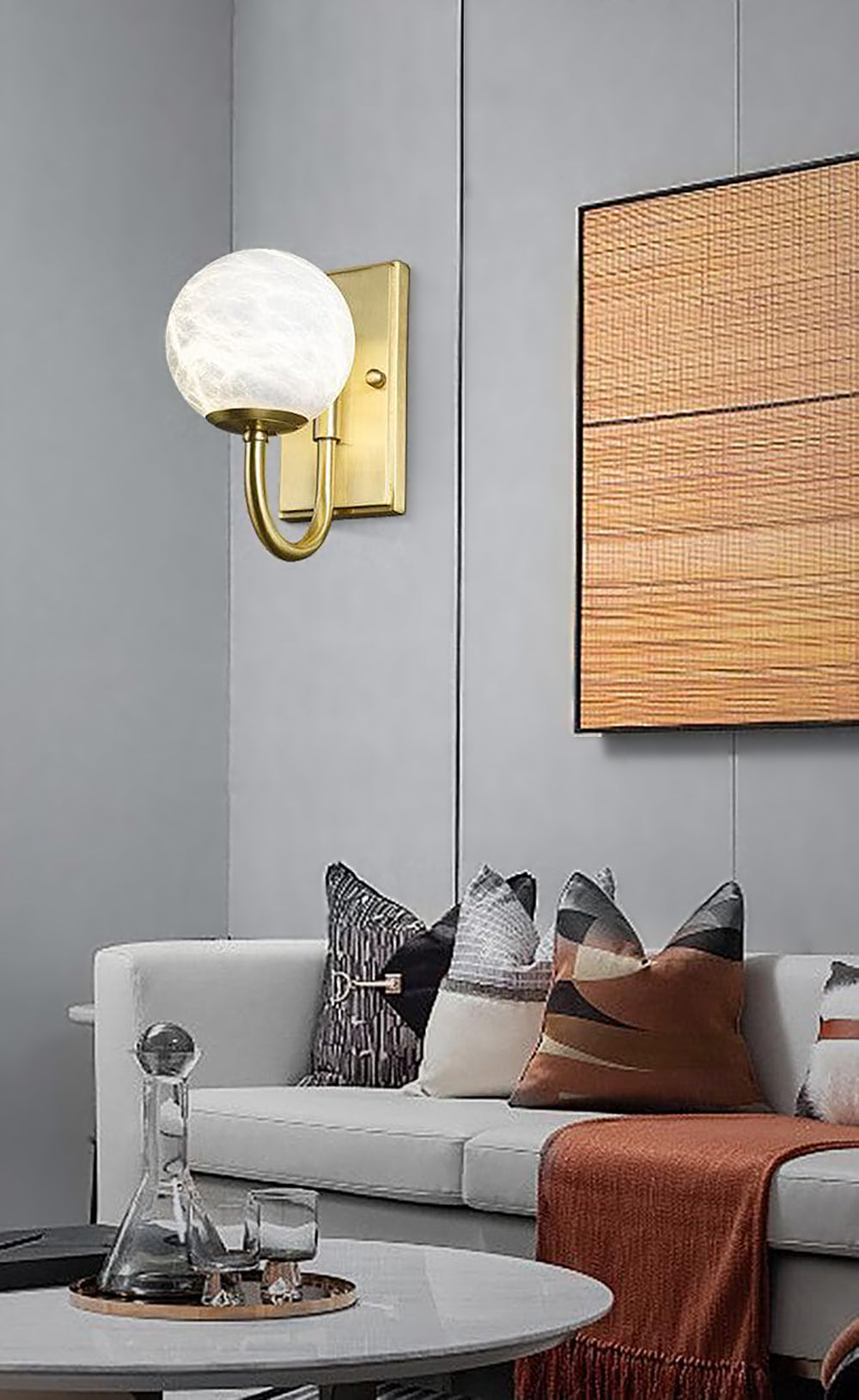 Modern Spherical Alabaster Wall Light - view 7 | vexalamps