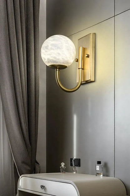 Modern Spherical Alabaster Wall Light - view 5 | vexalamps