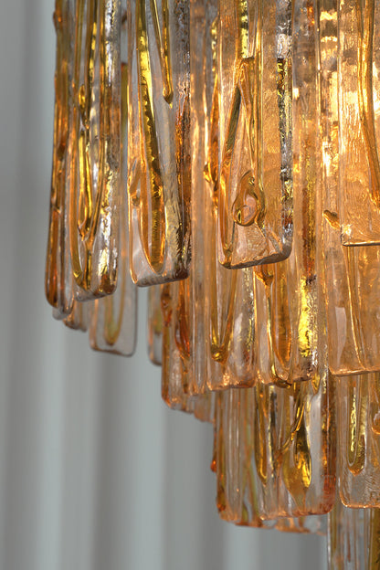 Molten Amber Glass Chandelier |Glass detail | vexa lamps