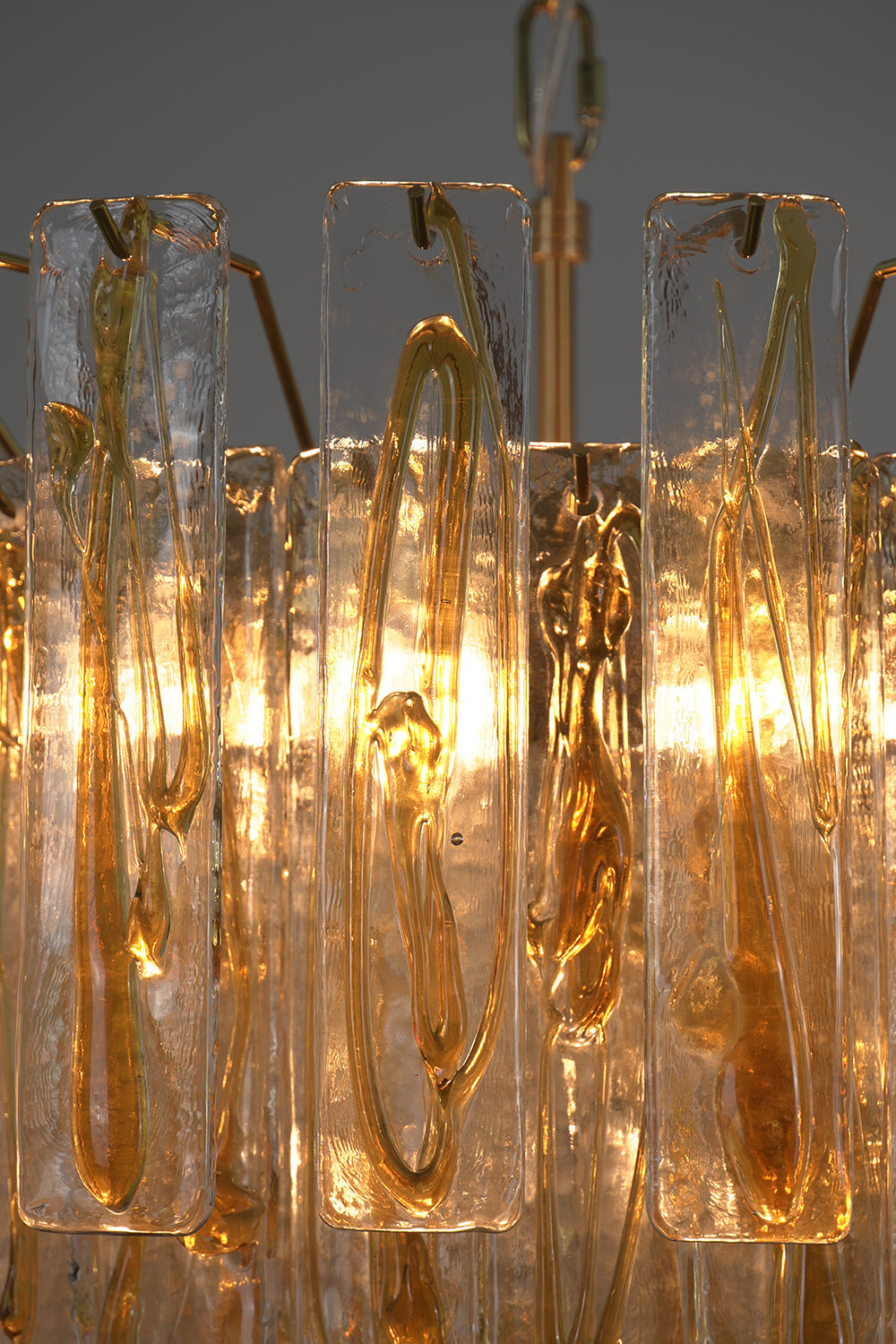Molten Amber Glass Chandelier |Glass detail | vexa lamps