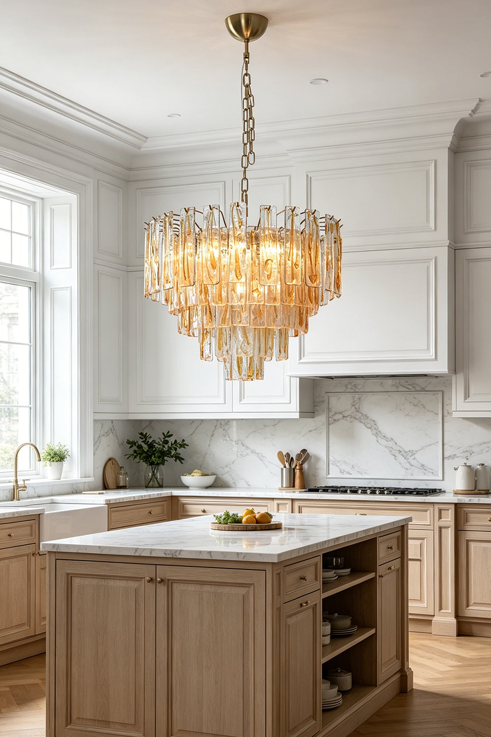 Molten Amber Glass Chandelier for Kitchen | vexa lamps