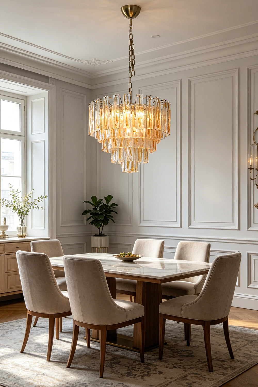Molten Amber Glass Chandelier for Restaurant | vexa lamps