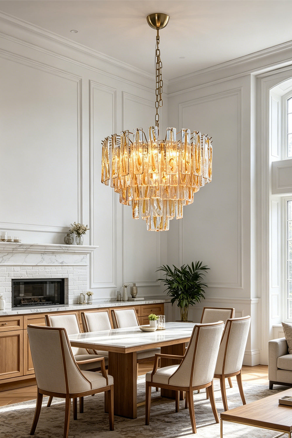 Molten Amber Glass Chandelier for Restaurant | vexa lamps