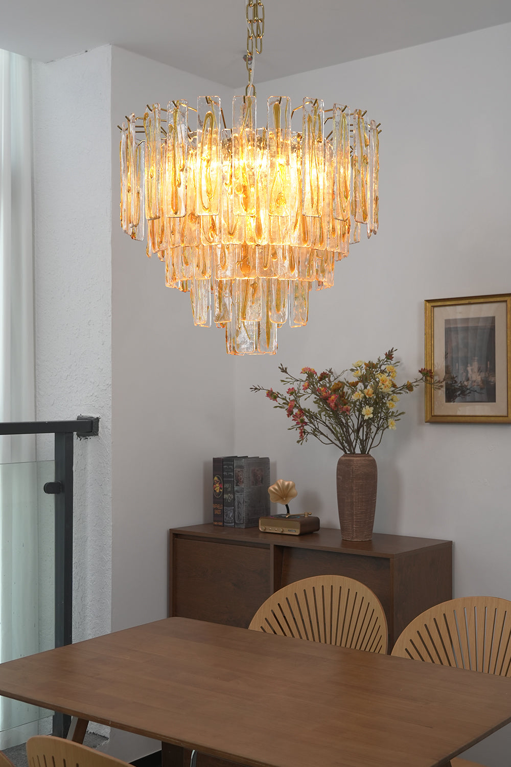 Molten Amber Glass Chandelier for Restaurant | vexa lamps