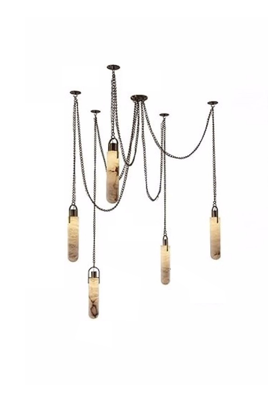 Multi-head Alabaster Cylindrical Chandelier | vexalamps