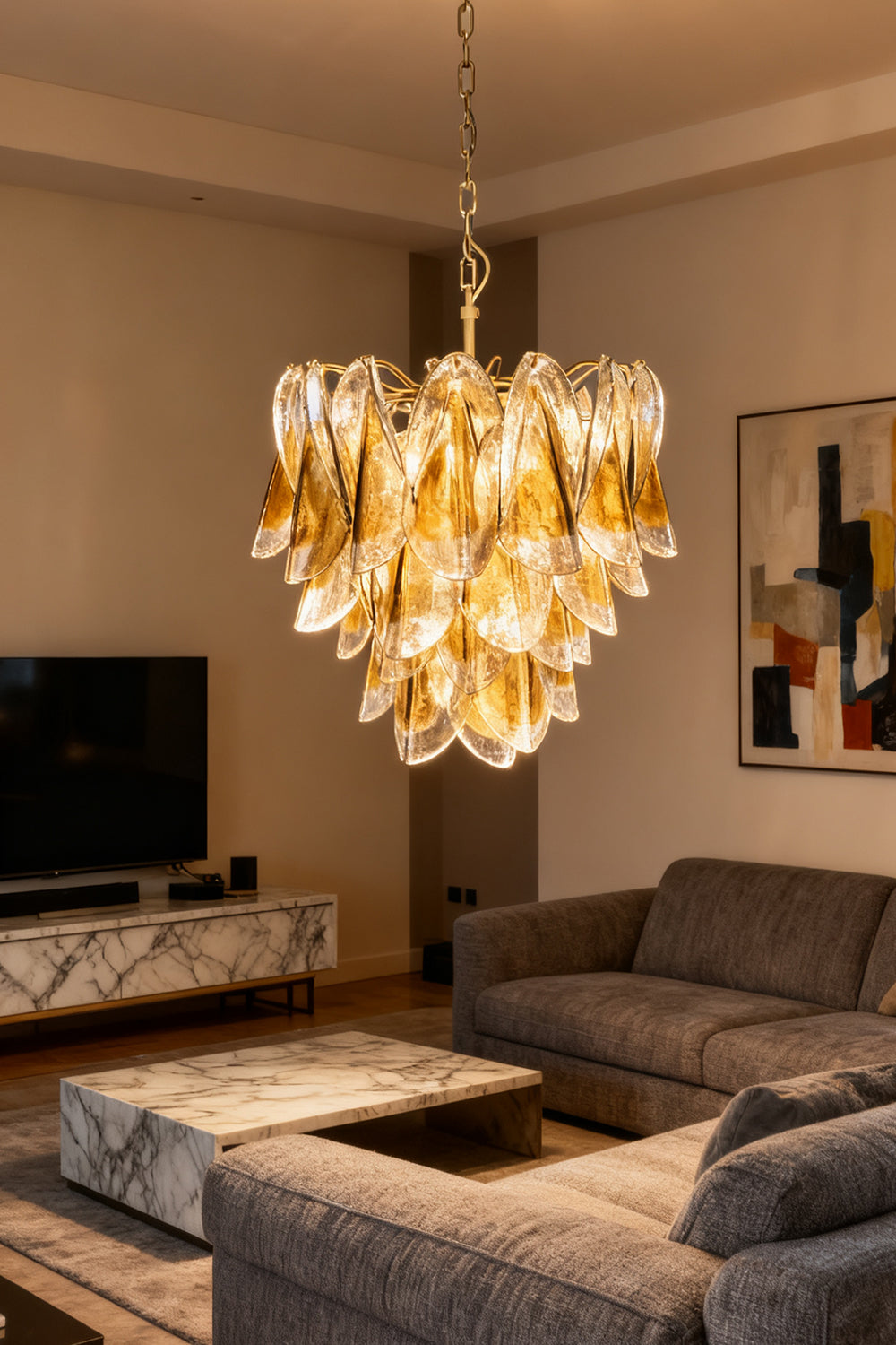 Art Amber  Glass Swallows  Chandelier - view 5 | vexalamps